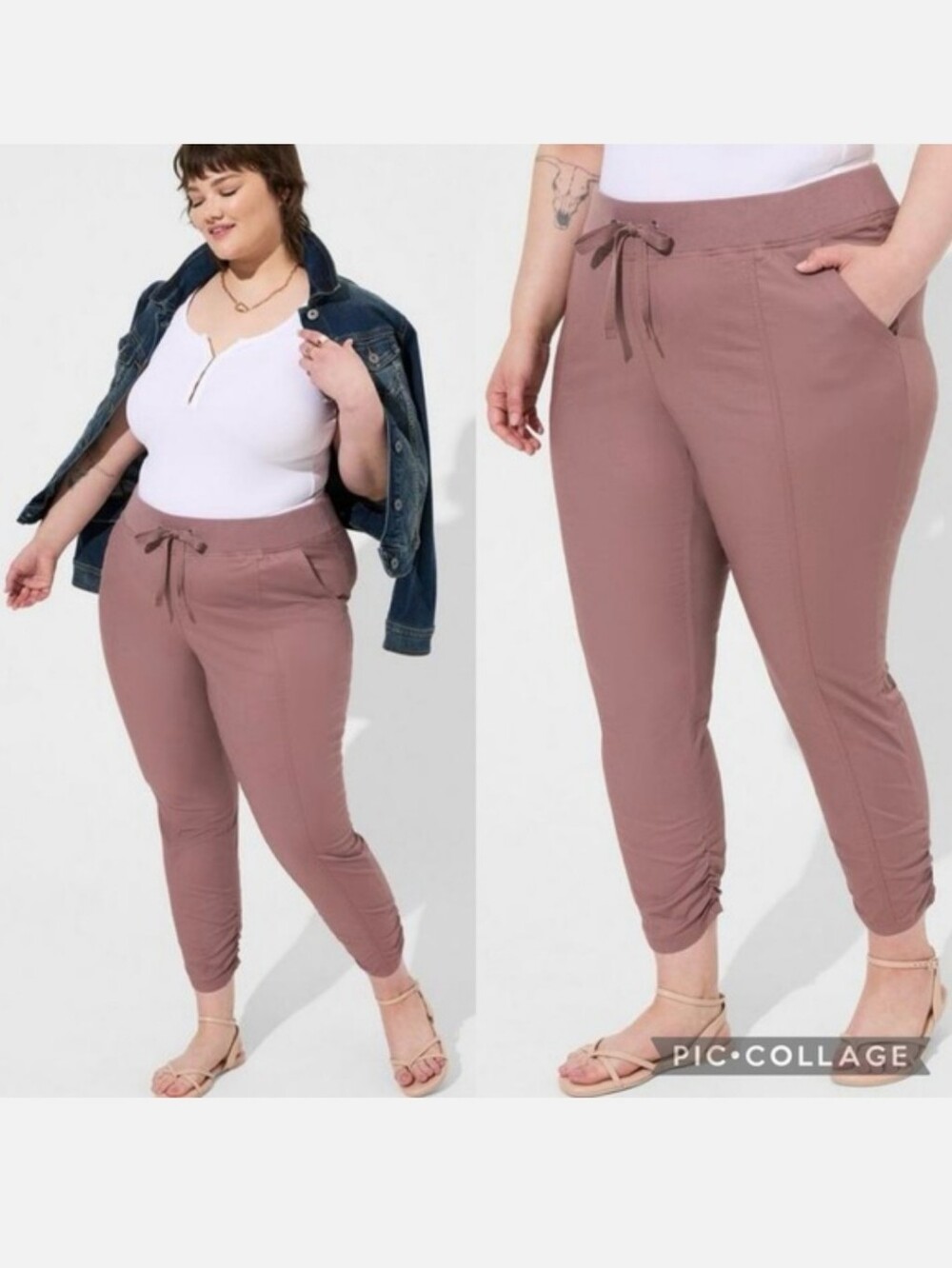 Torrid Crop Pull-On Skinny Stretch Poplin Mid-Rise Pant In Twilight Mauve